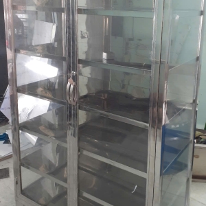 Tủ thuốc inox 304cos 6 tầng phẳng 2 cánh cửa mở 