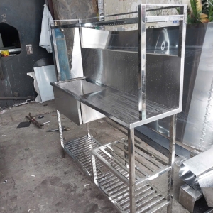 Hệ chậu rửa có kệ inox 304